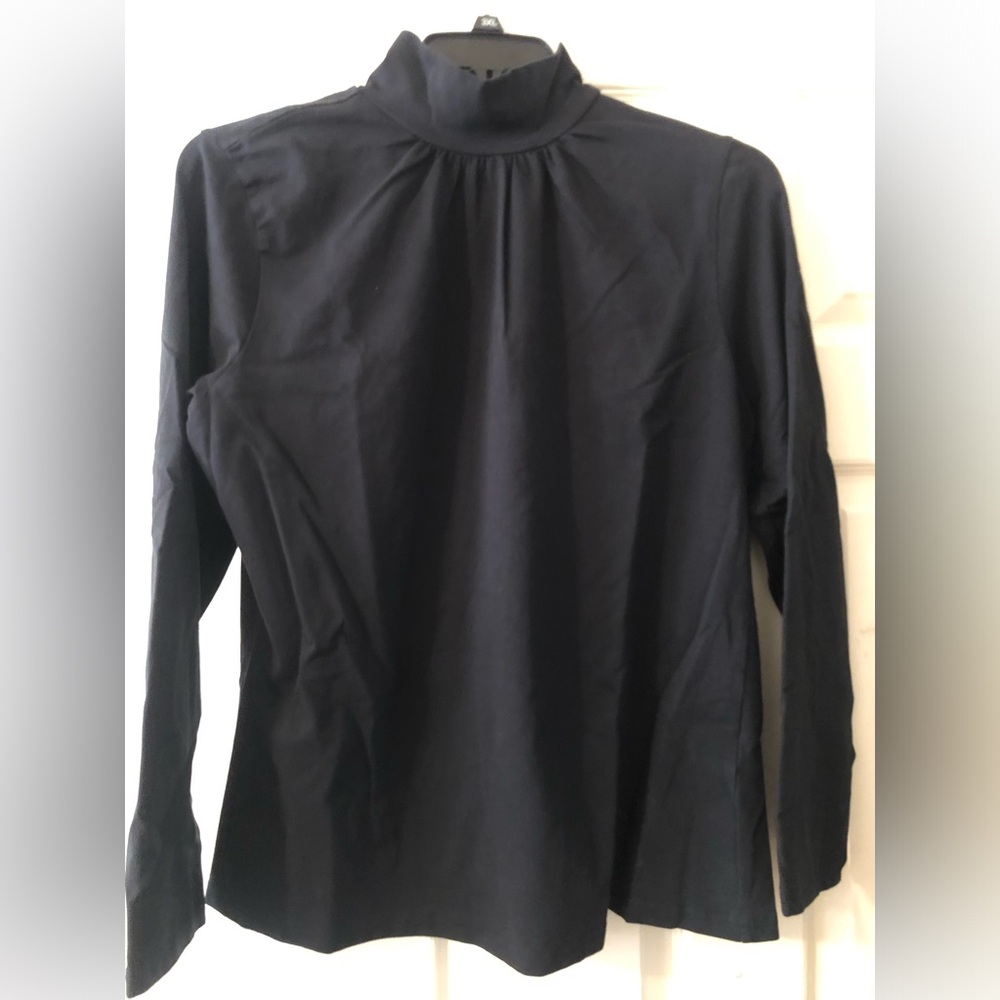 Classic Black Mock Neck Long-Sleeve Top